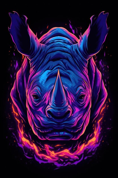 Fury emotion Black rhinoceros in an art style