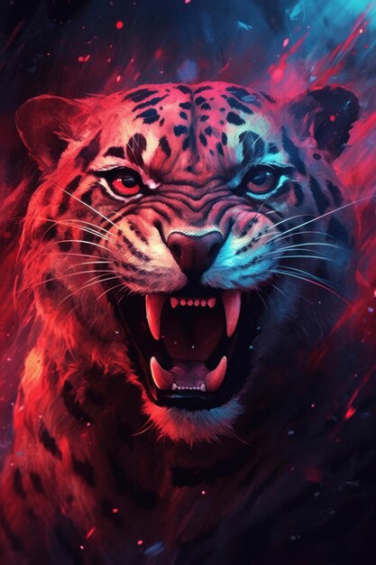 Fury emotion Clouded leopard in an art style