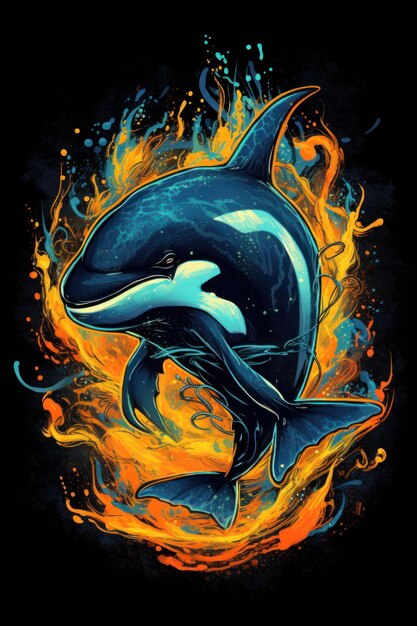 Fury emotion Killer whale in an art style