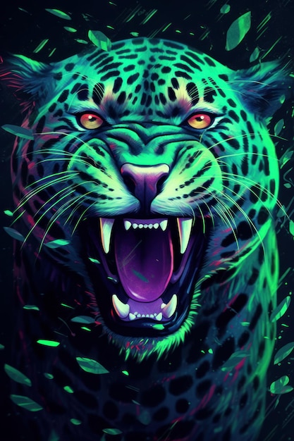 Fury emotion Leopard in an art style