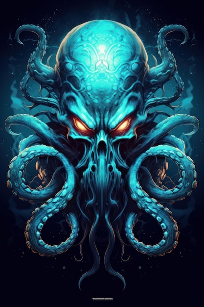 Fury emotion Octopus in an art style