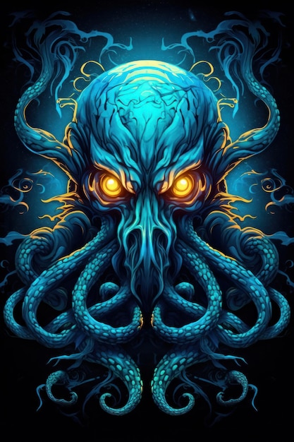 Fury emotion Octopus in an art style