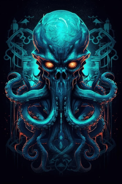 Fury emotion Octopus in an art style