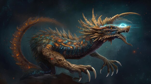 Fury of fantasy beast from ancient mythology