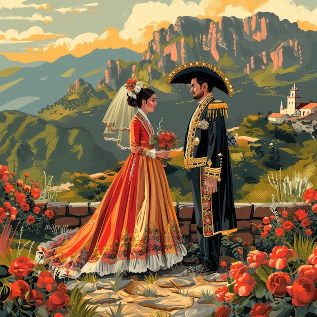 Fusie van culturen Mexicaanse Charro en Koreaanse Hanbok Bruiloft