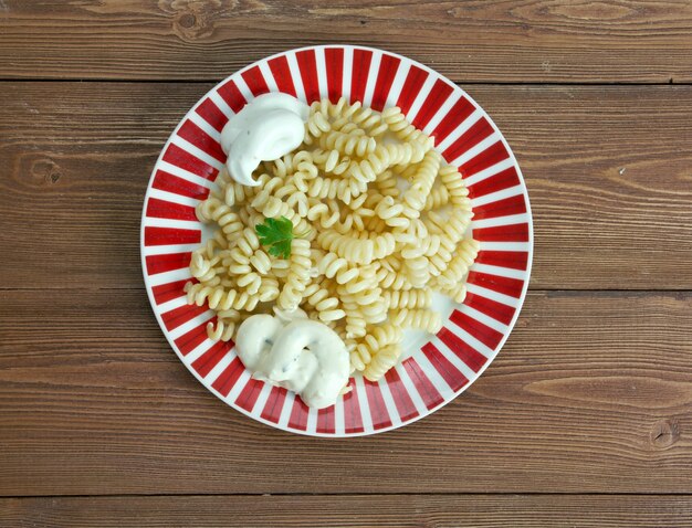 Fusilli - Italian pasta  with cream sauce