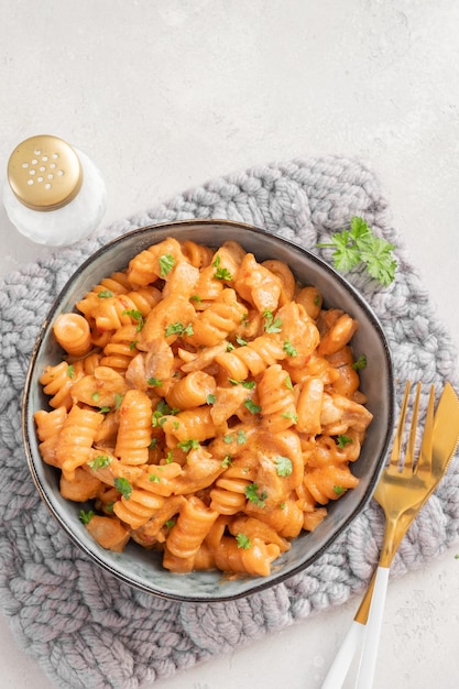 Fusilli pasta with chicken