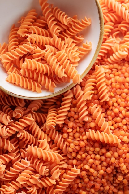 Fusilli red lentil pasta