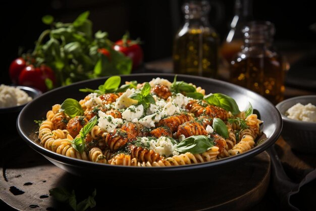 Fusilli with Tomato and Basil Pesto