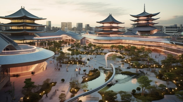 전통 과 내일 을 융합 하여 일본 의 폰 미래 도시 를 탐험 하는 것