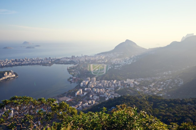 The fusion of city and nature High angle shot of Rio De Janeiro