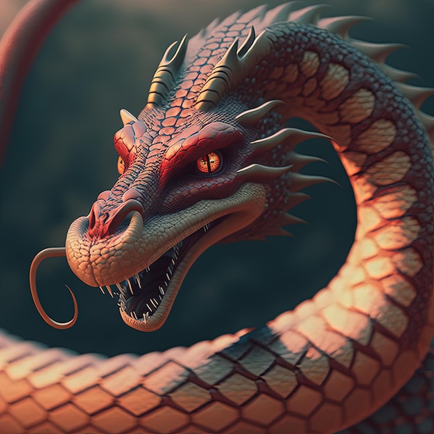 Fusion image between a snake and a dragon
