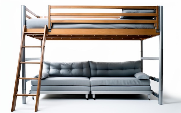 Foto letto a due piani di futon con divano di futon sotto