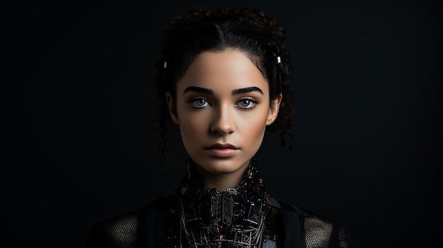 Futur cyber female ai intricate relationship between humanity and AI concept