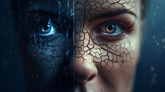 Futur cyber female ai intricate relationship between humanity and AI concept