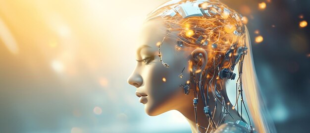 Futur cyber female ai intricate relationship between humanity and ai concept