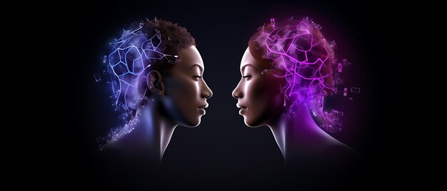 Photo futur cyber female ai intricate relationship between humanity and ai concept