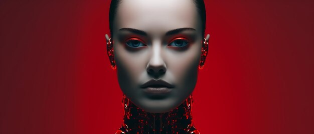 Futur cyber vrouwelijke ai ingewikkelde relatie tussen de mensheid en AI-concept