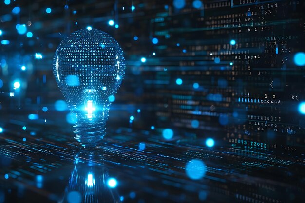 Future of AI Glowing Blue Lightbulb