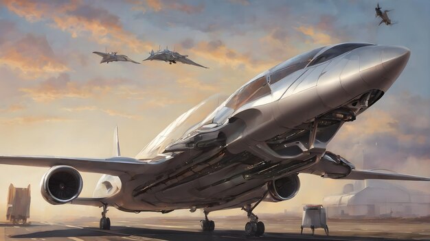 Photo future aircraft background very cool