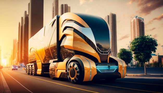 Foto il futuro dell'autotrasporto autonomo av truck av generative ai