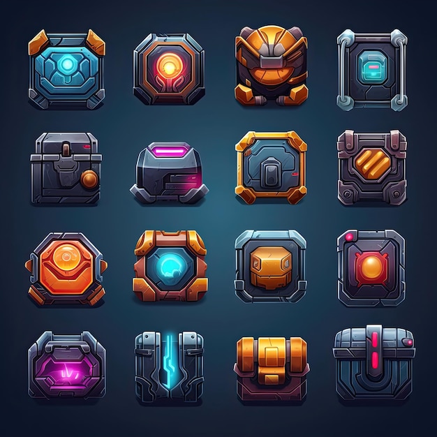 future chest futuristic game ai generated blue tech prize icon gift modern future chest futuristic game illustration