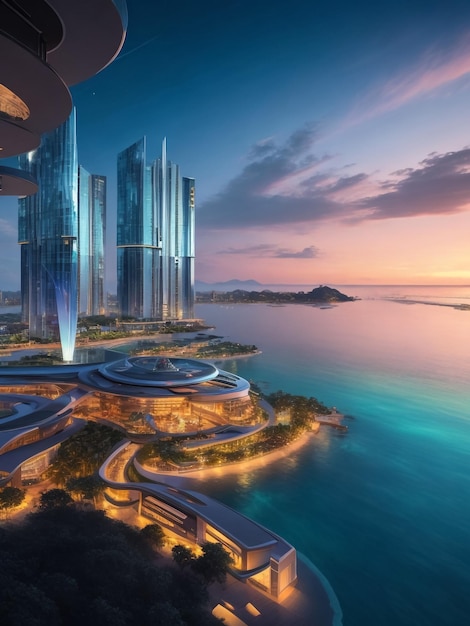 Future City on the coast3d render