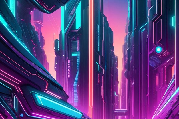 Photo future city cyberpunk wallpaper and background ai generated