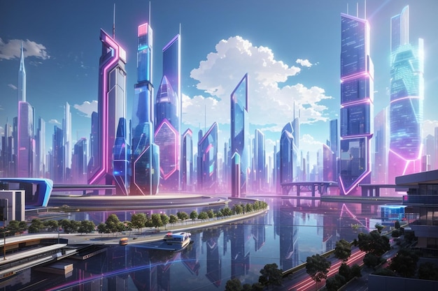 Future city cyberpunk wallpaper and background AI generated