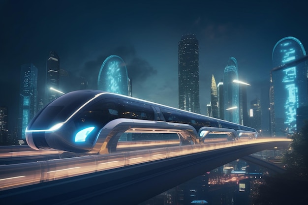 Город будущего на магнитной левитации. Высокие технологии и экологичный транспорт.