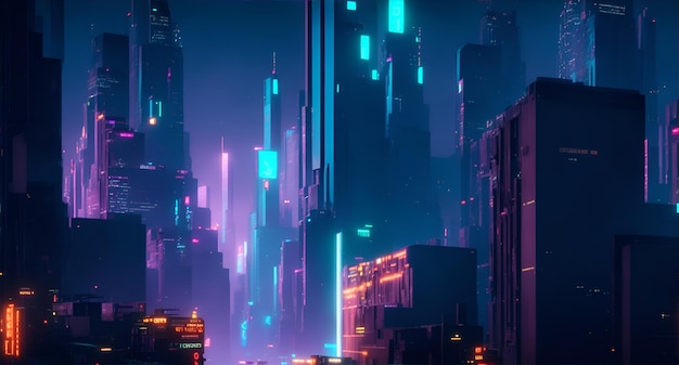 Premium AI Image | Future city with neon light