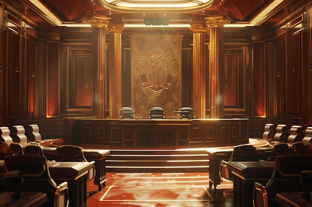 Future courtroom where justice is served by a dive