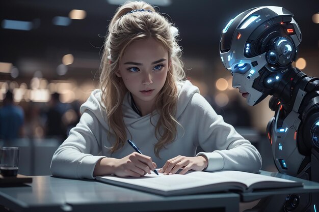 Foto il futuro della scrittura creativa narrazione assistita dall'intelligenza artificiale nelle lezioni di letteratura futuristica