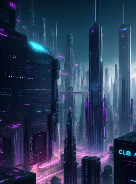 Photo future cyber city ai image