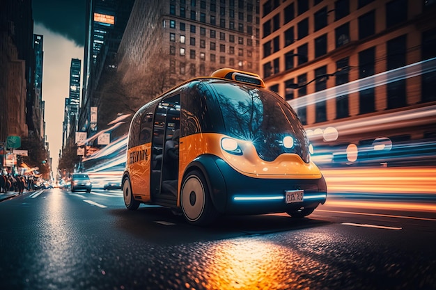 Foto il futuro del trasporto di taxi elettrici autonomi in città