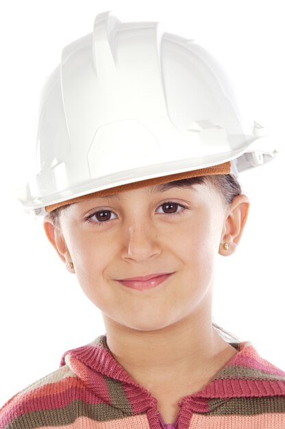 Future engineer girl a over white background