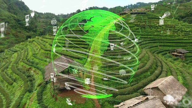 Photo future environmental conservation and sustainable esg modernization development