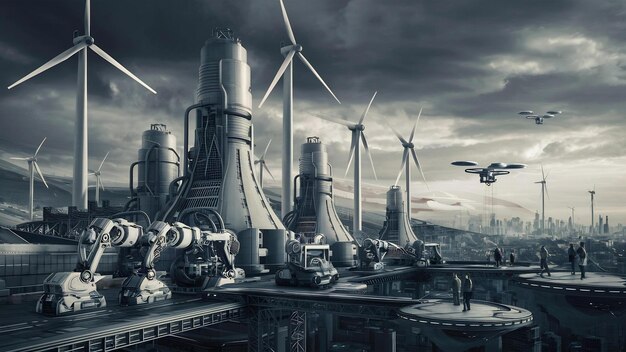 Future factory plant and energy industry concept