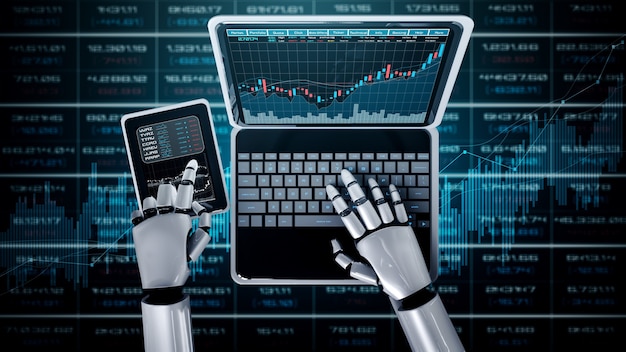 Futura tecnologia finanziaria controllata dal robot ai utilizzando l'apprendimento automatico