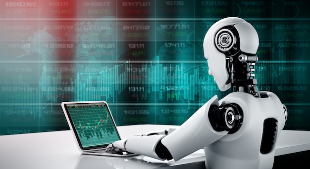 Futura tecnologia finanziaria controllata dal robot ai utilizzando l'apprendimento automatico