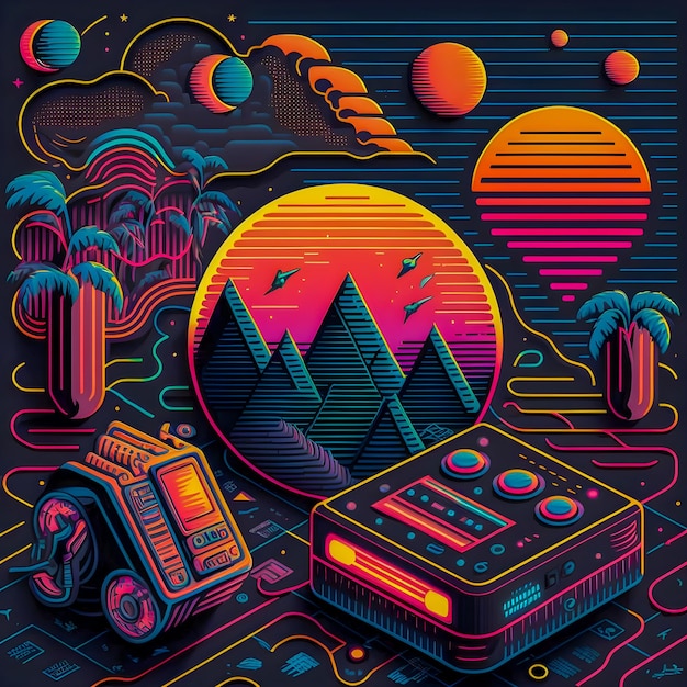 Future Funk pattern retro trendy illustration