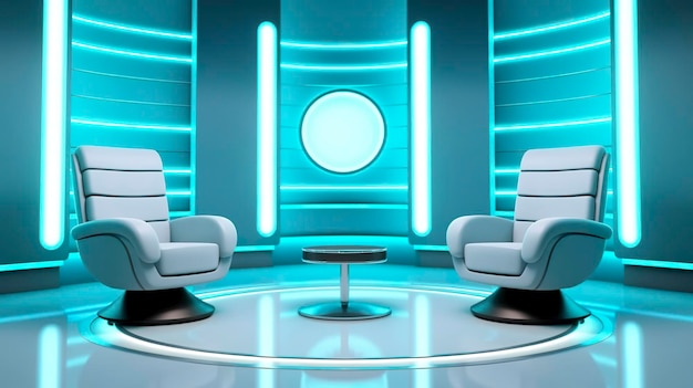 The Future of Game Shows A Simple Modern Setting with Two Chairs and a Whole Lot of Fun AI Generative