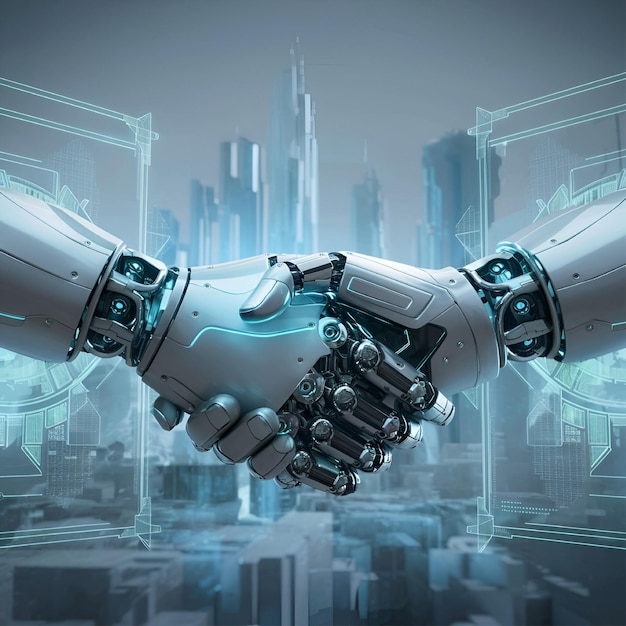 Future Handshake Anthrobotic Collaboration in Advanced Cityscape