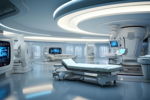 Photo future hospital with advanced technology
