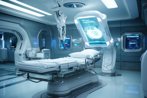 Future medical room Robotic surgery generate with Ai
