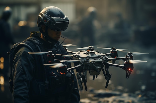 Foto il futuro dei droni avanzati di sorveglianza militare generativi di ai