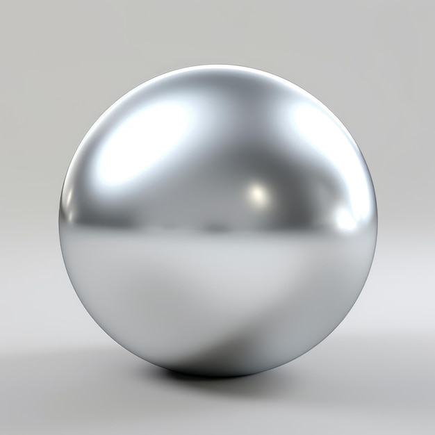 Будущее совершенство Гиперреалистическая 3D серебряная сфера на белом фоне