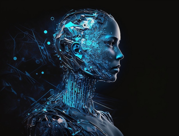 A Future of Possibilities The Futuristic Cyborg Human Modified with Digital Technology Generative ai