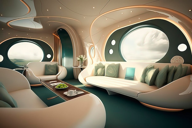 Future Private Aircraft Luxury Cabin AI technology generated image
