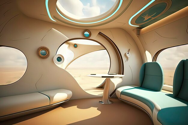 Future Private Aircraft Luxury Cabin AI technology generated image